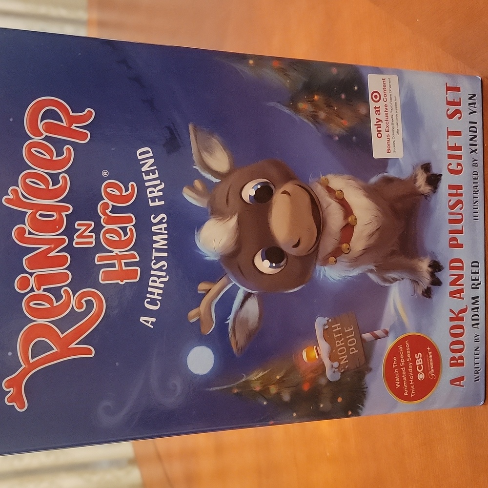 Reindeer in here book and plush set new